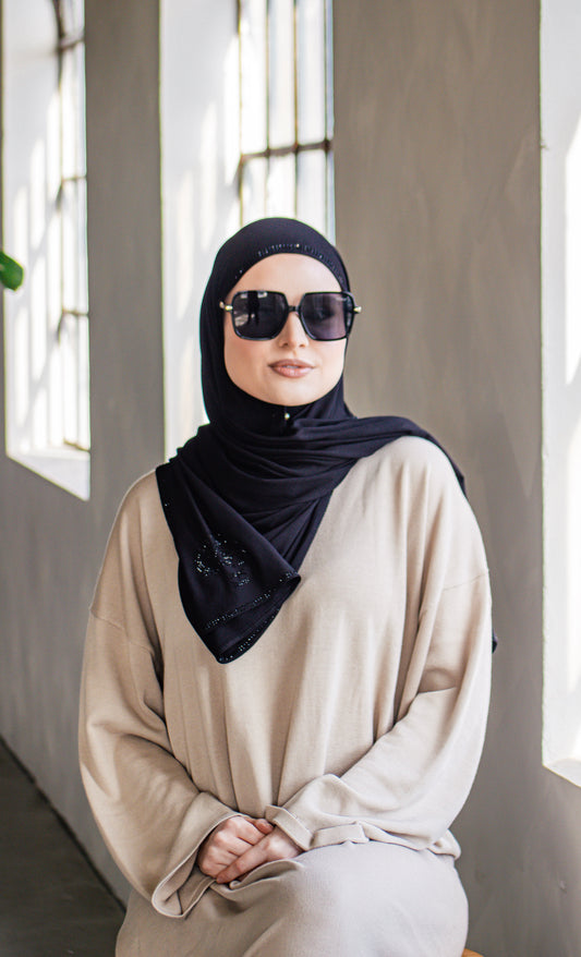 Bamboe zwart met steentjes