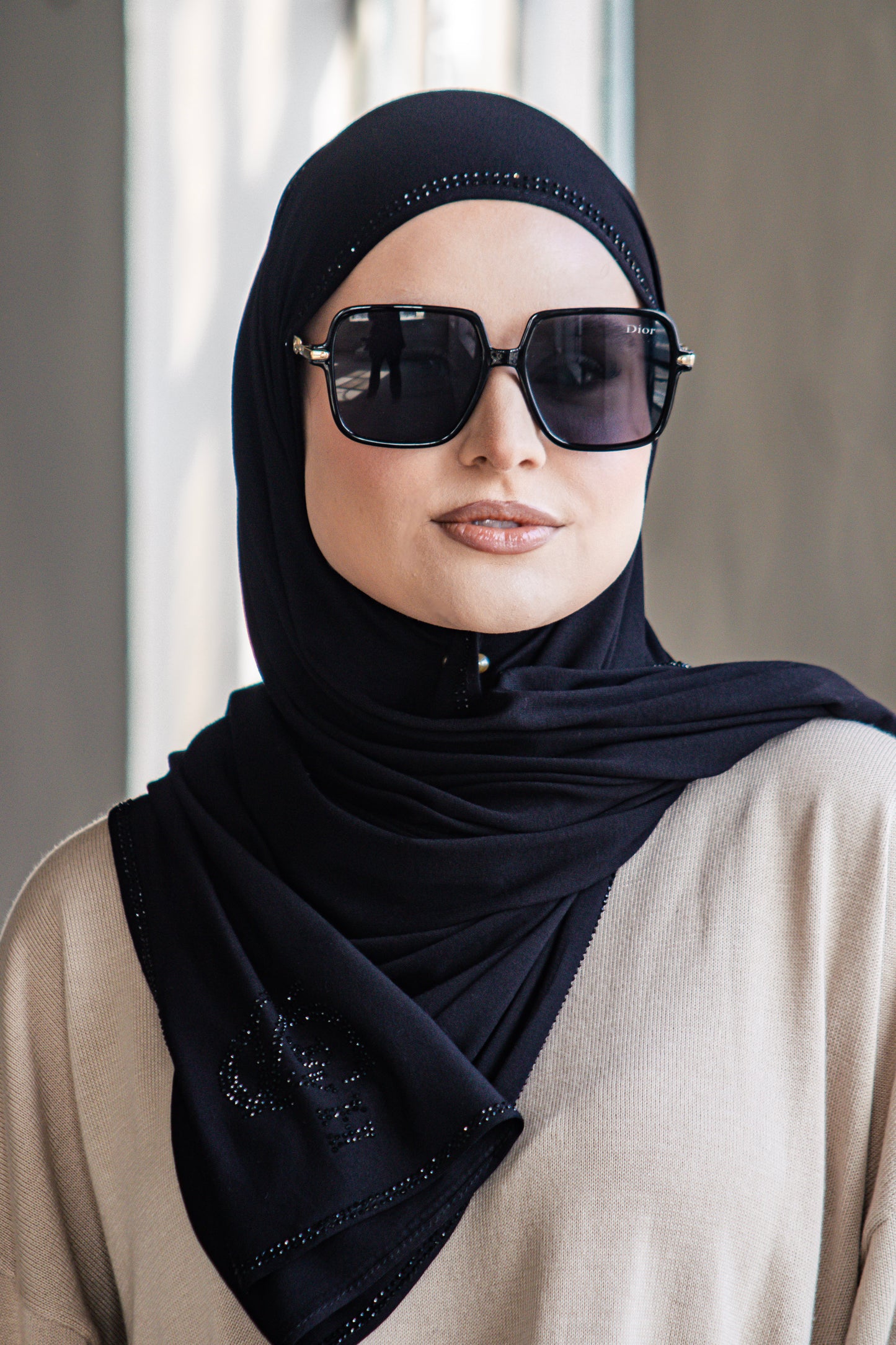 Bamboe zwart met steentjes