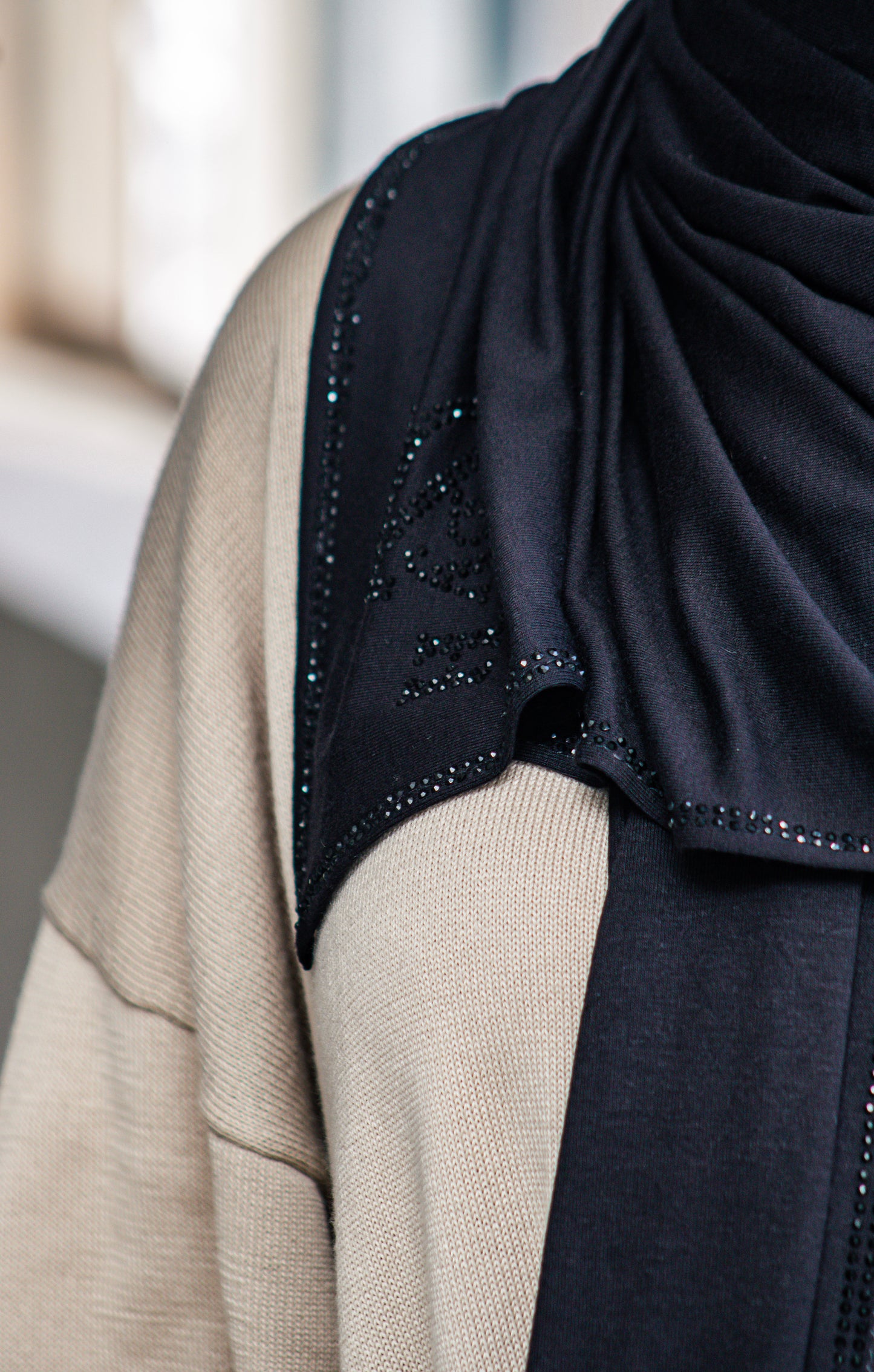 Bamboe zwart met steentjes